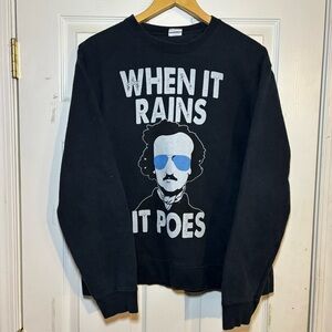 Black Crewneck Sweater with Graphic Print